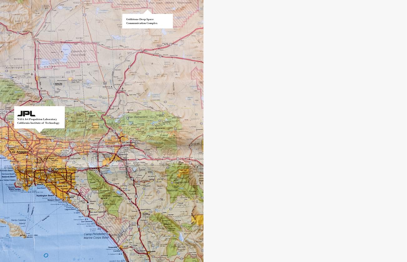 Voyager – The Grand Tour - The location of JPL and Goldstone.