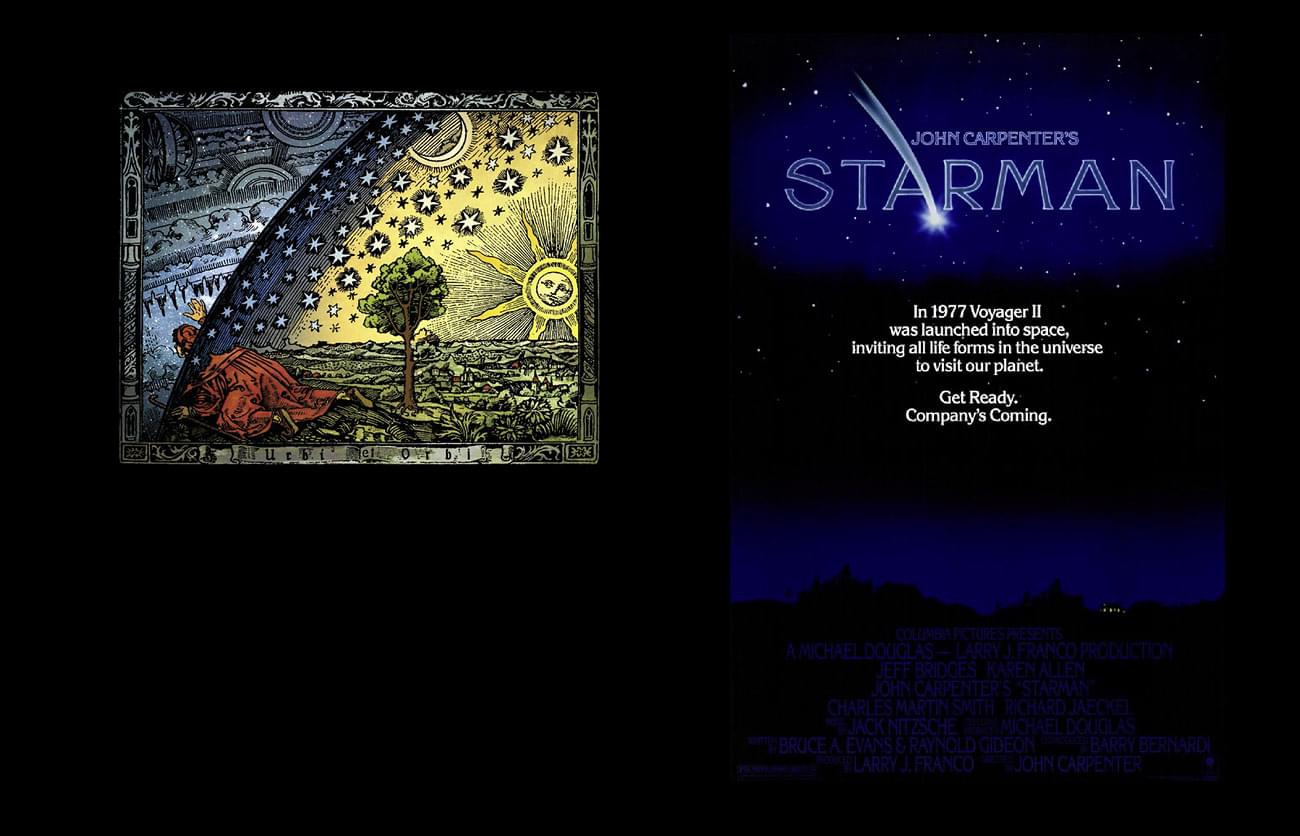 Voyager – The Grand Tour - Camille Flammarion, L&rsquo;Atmosphere: M&eacute;t&eacute;orologie Populaire, Paris 1888, p. 163 (colourised). | Starman movie poster.